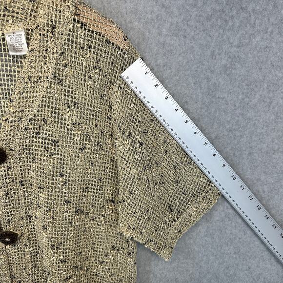 Draper's & Damon's Sweater Womens Size PL Cream Black Crochet Cardigan 2-Button - Picture 16 of 16